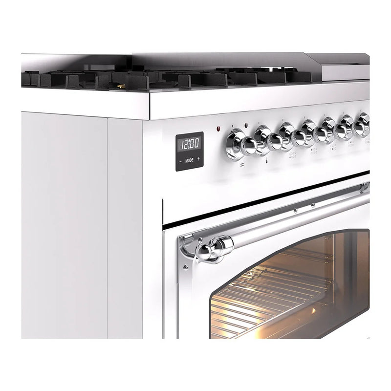 ILVE Nostalgie II Noblesse 48" Dual Fuel Freestanding Range in RAL Color with Chrome Trim, UN48FNMPRACLP