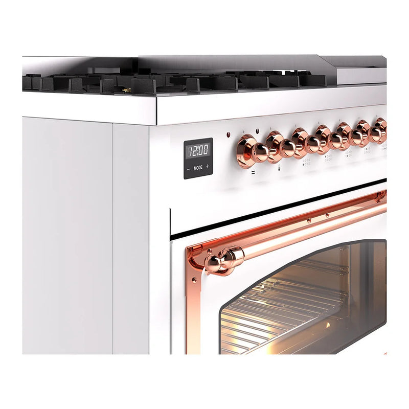ILVE Nostalgie II Noblesse 48" Dual Fuel Freestanding Range in RAL Color with Copper Trim, UN48FNMPRAPLP