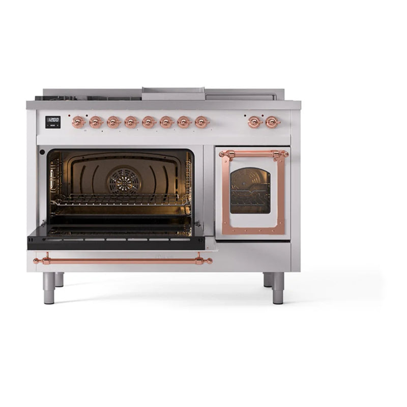 ILVE Nostalgie II Noblesse 48" Dual Fuel Freestanding Range in RAL Color with Copper Trim, UN48FSNMPRAPLP