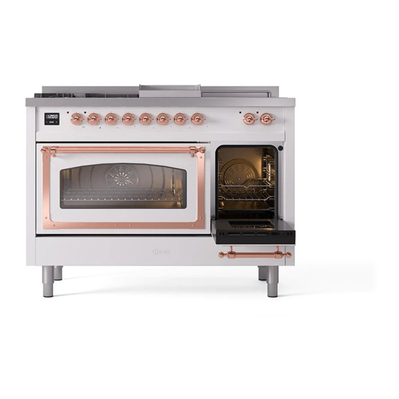 ILVE Nostalgie II Noblesse 48" Dual Fuel Freestanding Range in RAL Color with Copper Trim, UN48FSNMPRAPLP