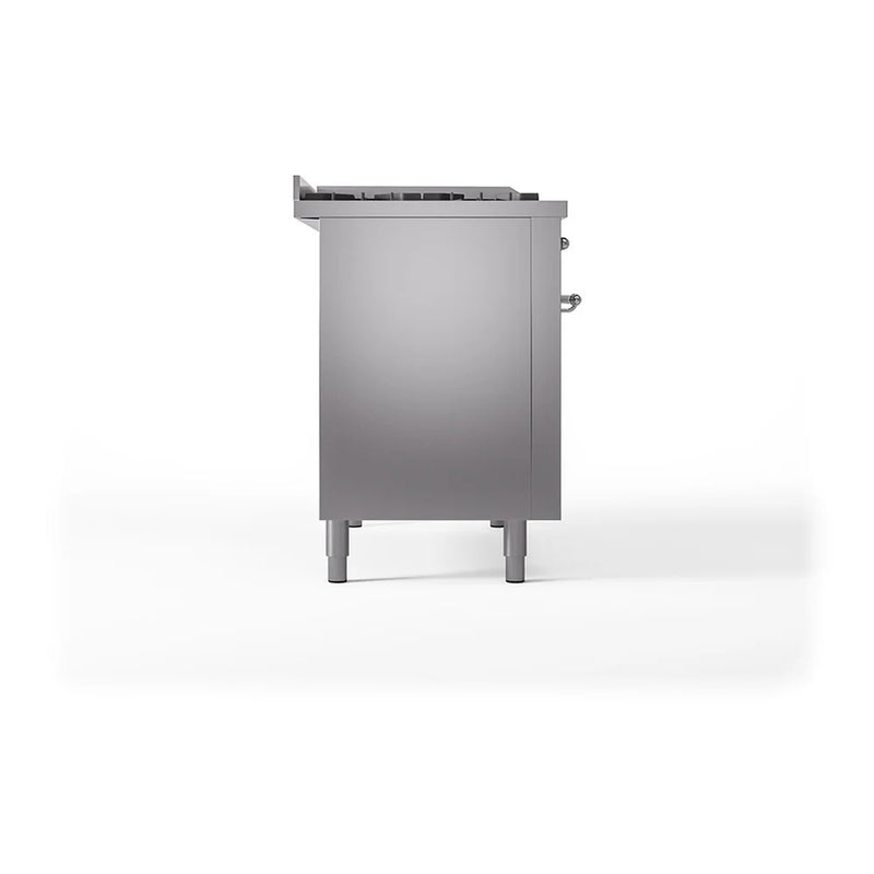 ILVE Nostalgie II Noblesse 48" Dual Fuel Freestanding Range in Stainless Steel with Chrome Trim, UN48FSQNMPSSC
