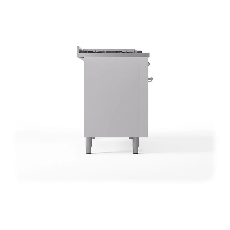 ILVE Nostalgie II Noblesse 48" Dual Fuel Freestanding Range in White with Chrome Trim, UN48FSQNMPWHC