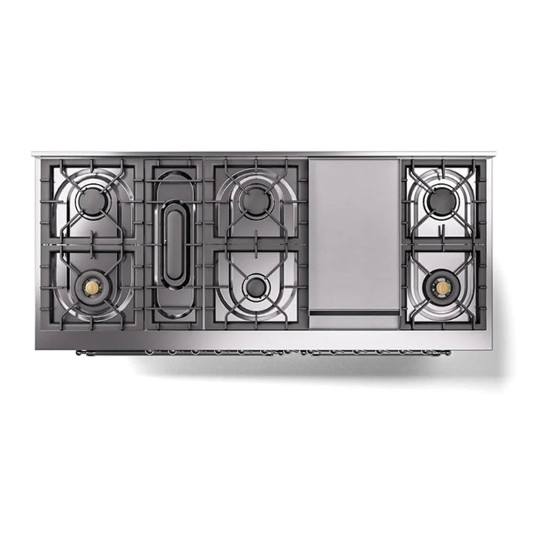 ILVE Nostalgie II Noblesse 60" Dual Fuel Freestanding Range in Emerald Green with Chrome Trim, UN60FNMPEGC