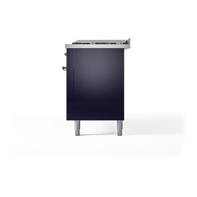 ILVE Nostalgie II Noblesse 60" Dual Fuel Freestanding Range in Midnight Blue with Chrome Trim, UN60FQNMPMBC