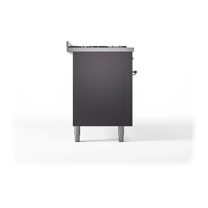 ILVE Nostalgie II Noblesse 60" Dual Fuel Freestanding Range in Graphite Matte with Chrome Trim, UN60FQNMPMGCLP