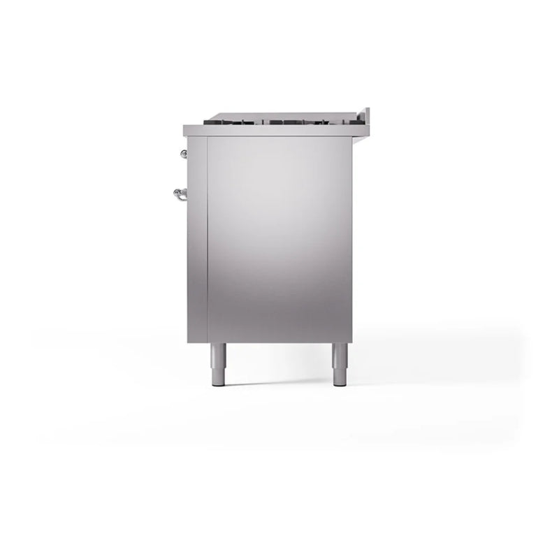 ILVE Nostalgie II Noblesse 60" Dual Fuel Freestanding Range in Stainless Steel with Chrome Trim, UN60FQNMPSSC