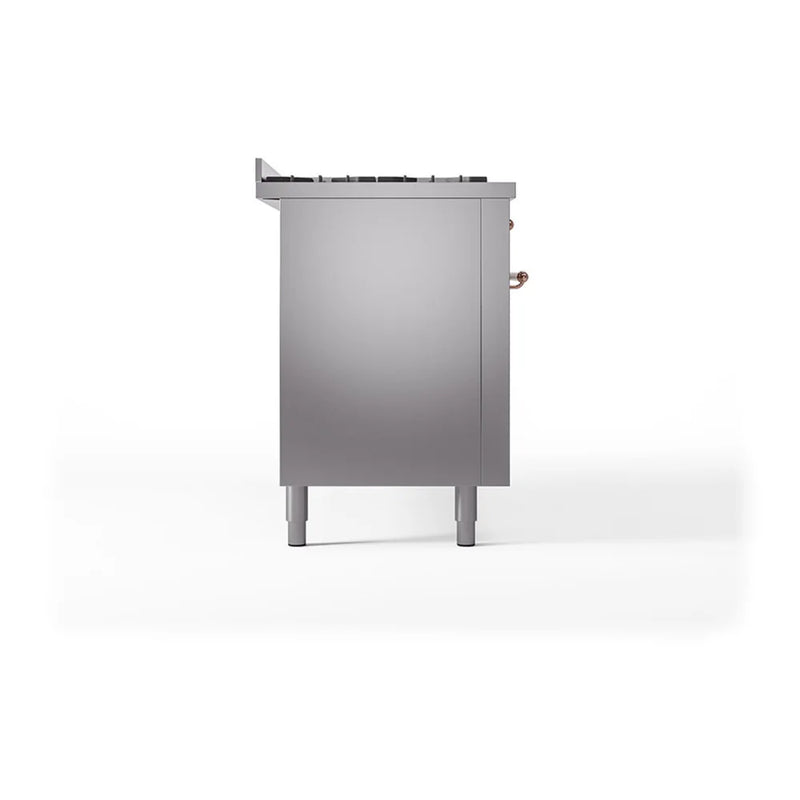 ILVE Nostalgie II Noblesse 60" Dual Fuel Freestanding Range in Stainless Steel with Copper Trim, UN60FQNMPSSPLP