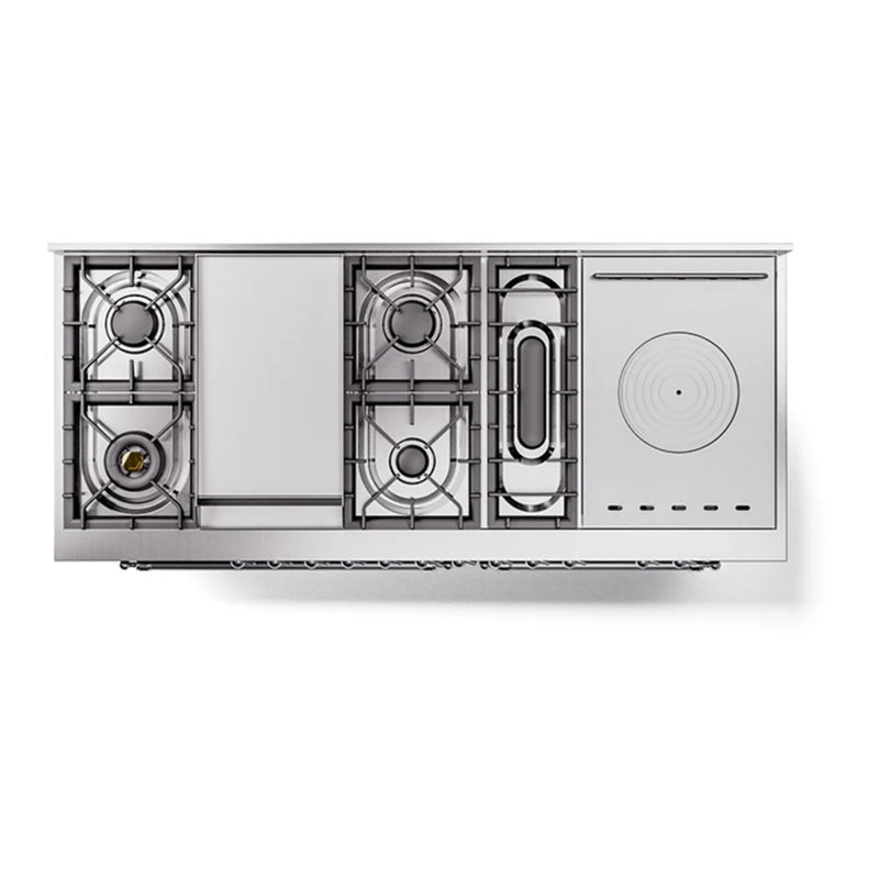 ILVE Nostalgie II Noblesse 60" Dual Fuel Freestanding Range in Glossy Black with Chrome Trim, UN60FSNMPBKC