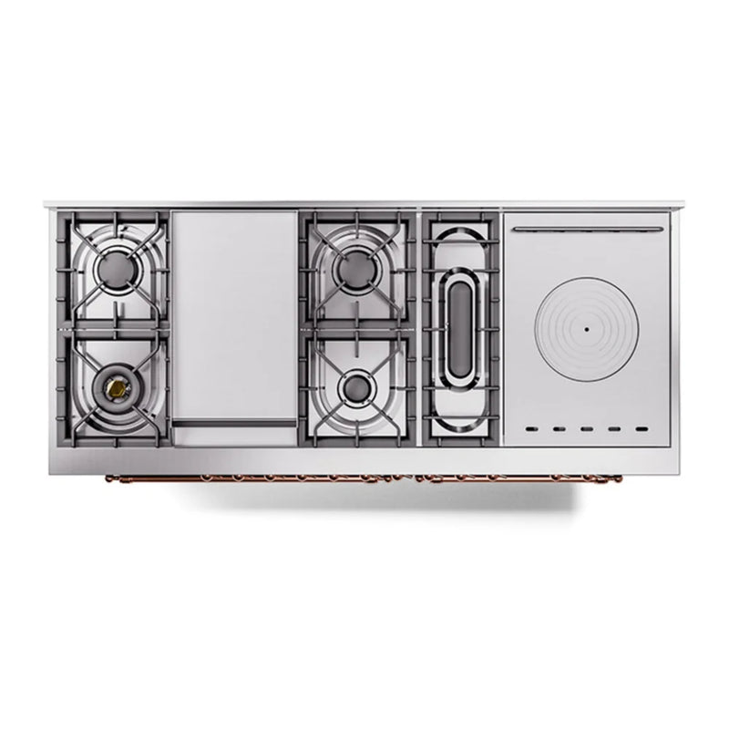 ILVE Nostalgie II Noblesse 60" Dual Fuel Freestanding Range in Emerald Green with Copper Trim, UN60FSNMPEGP