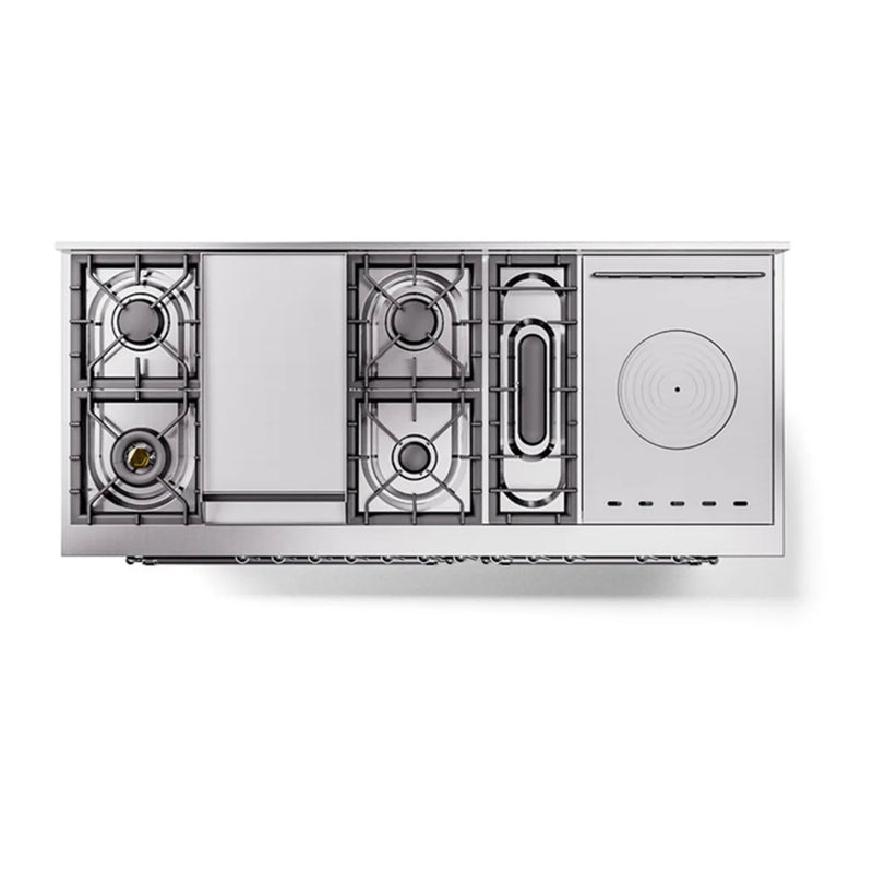 ILVE Nostalgie II Noblesse 60" Dual Fuel Freestanding Range in Graphite Matte with Chrome Trim, UN60FSNMPMGC