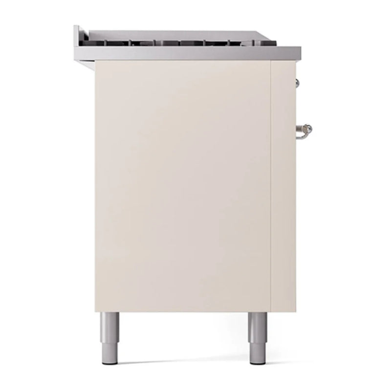 ILVE Nostalgie II Noblesse 60" Dual Fuel Freestanding Range in Antique White with Chrome Trim, UN60FSQNMPAWCLP