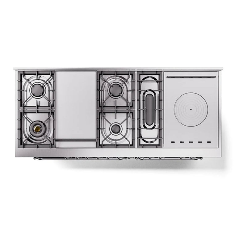 ILVE Nostalgie II Noblesse 60" Dual Fuel Freestanding Range in Midnight Blue with Chrome Trim, UN60FSQNMPMBC