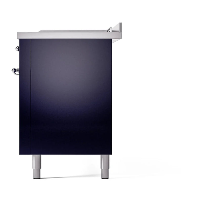 ILVE Nostalgie II Noblesse 60" Dual Fuel Freestanding Range in Midnight Blue with Chrome Trim, UN60FSQNMPMBC