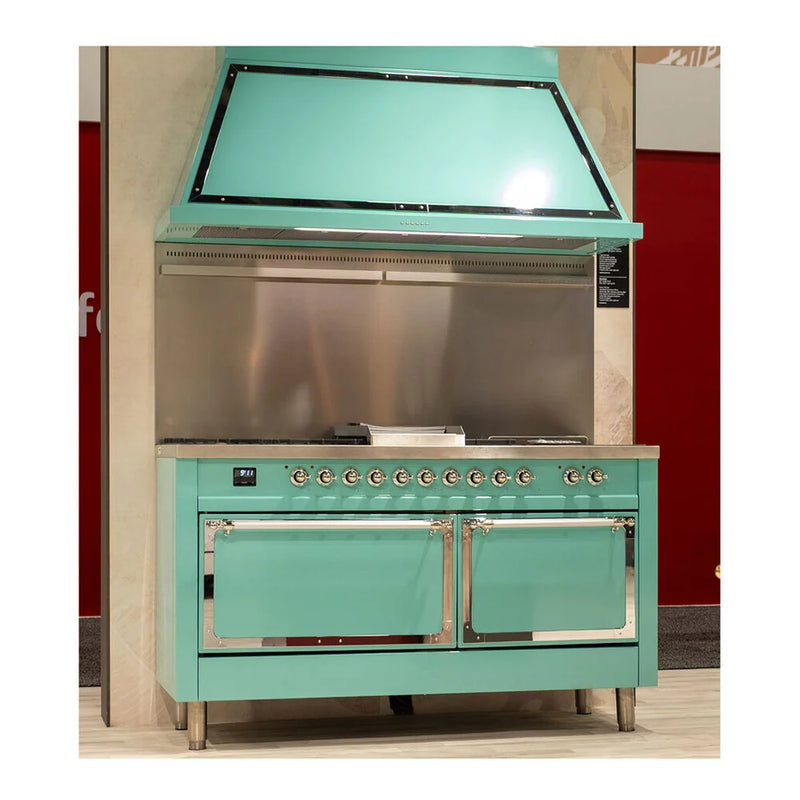 ILVE Nostalgie II Noblesse 60" Dual Fuel Freestanding Range in RAL Color with Chrome Trim, UN60FSQNMPRACLP