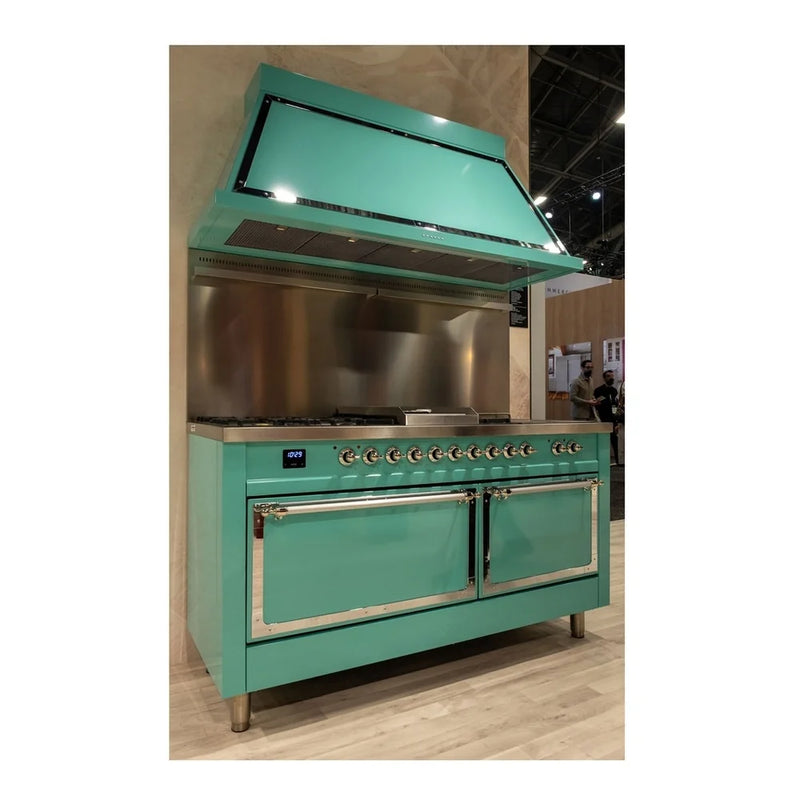 ILVE Nostalgie II Noblesse 60" Dual Fuel Freestanding Range in RAL Color with Chrome Trim, UN60FSQNMPRACLP