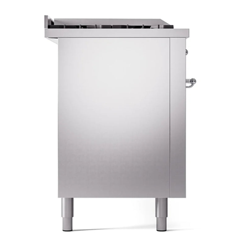 ILVE Nostalgie II Noblesse 60" Dual Fuel Freestanding Range in Stainless Steel with Chrome Trim, UN60FSQNMPSSCLP