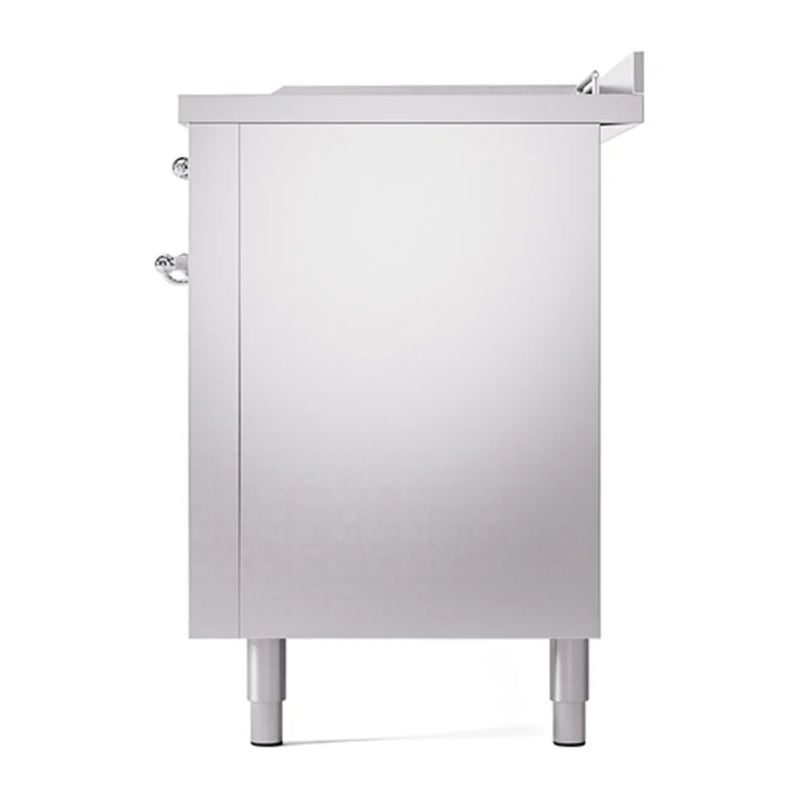 ILVE Nostalgie II Noblesse 60" Dual Fuel Freestanding Range in Stainless Steel with Chrome Trim, UN60FSQNMPSSCLP