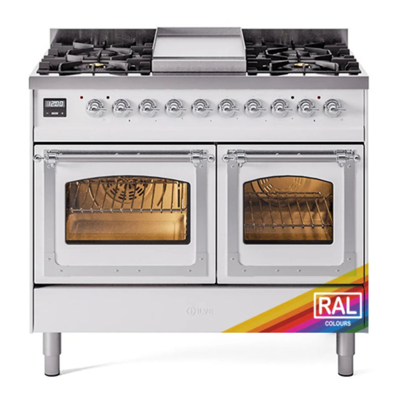 ILVE Nostalgie II Noblesse 40" Dual Fuel Freestanding Range in RAL Color with Chrome Trim, UND40FNMPRAC