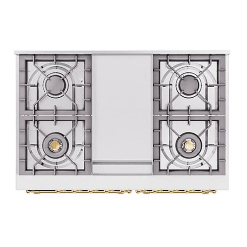 ILVE Nostalgie II Noblesse 40" Dual Fuel Freestanding Range in Midnight Blue with Brass Trim, UND40FQNMPMBG