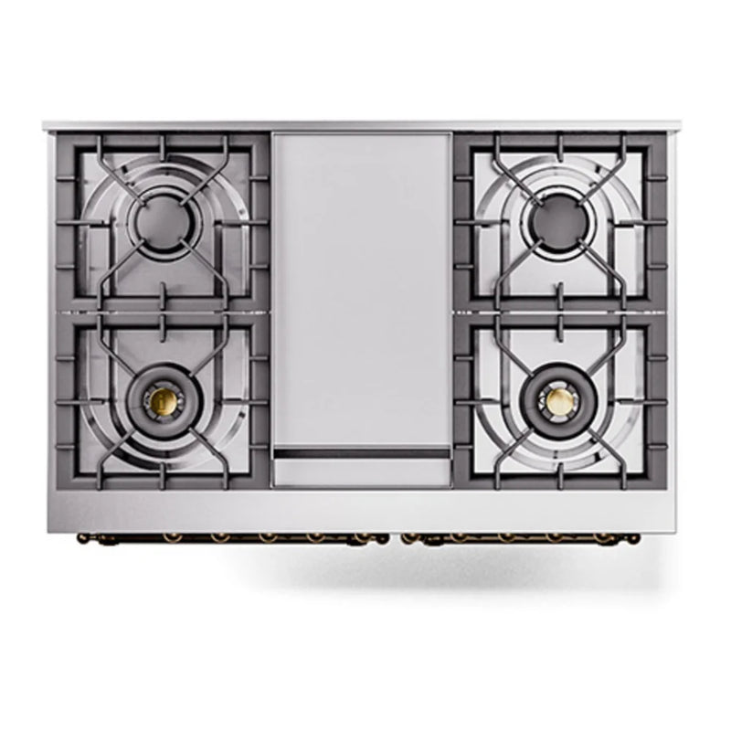 ILVE Nostalgie II Noblesse 40" Dual Fuel Freestanding Range in Graphite Matte with Burnished Trim, UND40FQNMPMGB