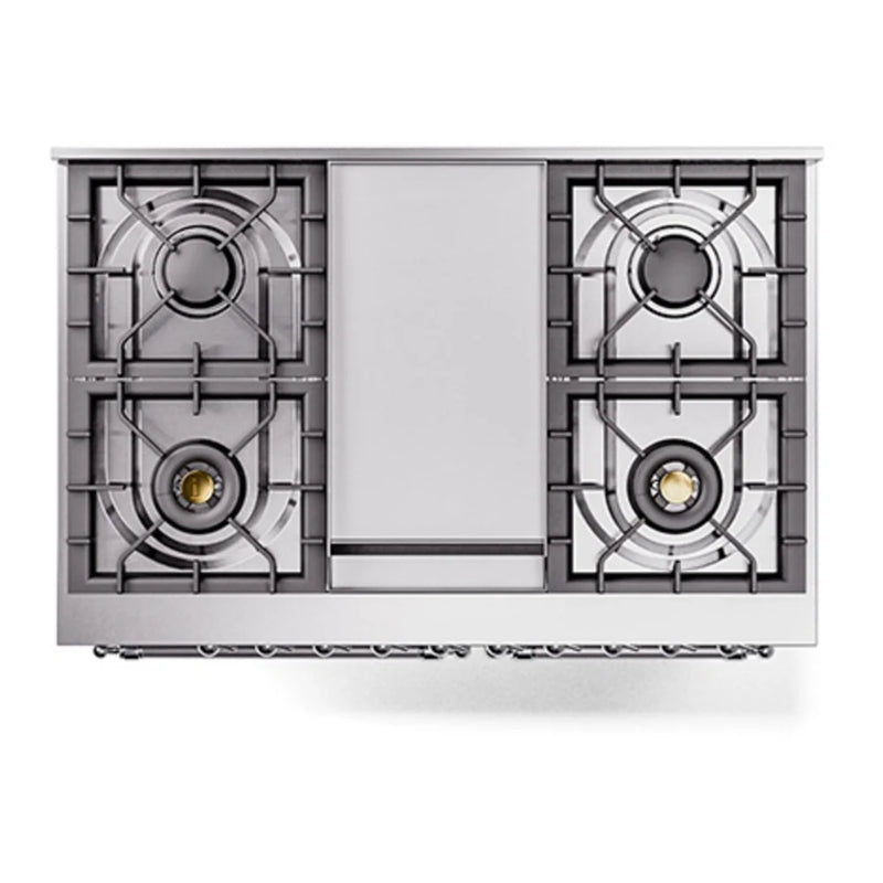 ILVE Nostalgie II Noblesse 40" Dual Fuel Freestanding Range in Stainless Steel with Chrome Trim, UND40FQNMPSSCLP
