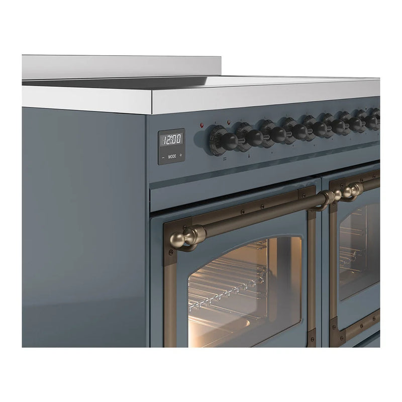 ILVE Nostalgie II Noblesse 40" Induction Freestanding Range in Blue Grey with Burnished Trim, UNDI406NMPBGB