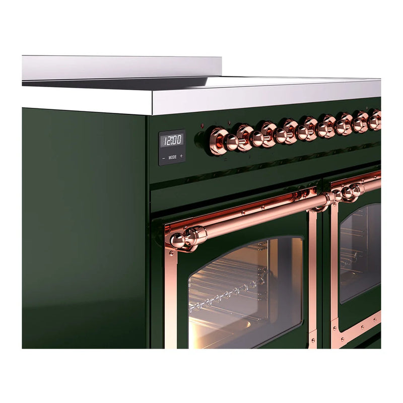 ILVE Nostalgie II Noblesse 40" Induction Freestanding Range in Emerald Green with Copper Trim, UNDI406NMPEGP