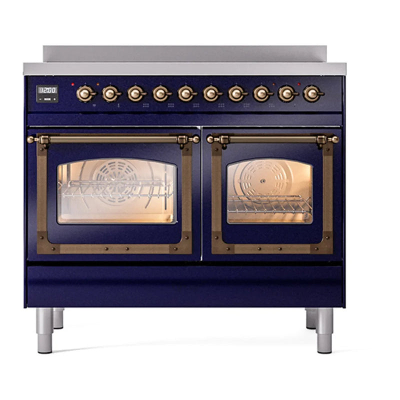 ILVE Nostalgie II Noblesse 40" Induction Freestanding Range in Midnight Blue with Burnished Trim, UNDI406NMPMBB