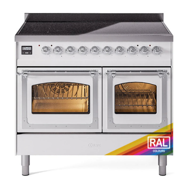 ILVE Nostalgie II Noblesse 40" Induction Freestanding Range in RAL Color with Chrome Trim, UNDI406NMPRAC