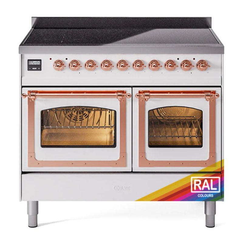 ILVE Nostalgie II Noblesse 40" Induction Freestanding Range in RAL Color with Copper Trim, UNDI406NMPRAP
