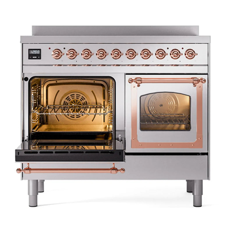 ILVE Nostalgie II Noblesse 40" Induction Freestanding Range in Stainless Steel with Copper Trim, UNDI406NMPSSP