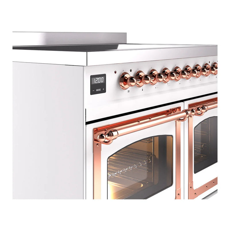 ILVE Nostalgie II Noblesse 40" Induction Freestanding Range in White with Copper Trim, UNDI406NMPWHP