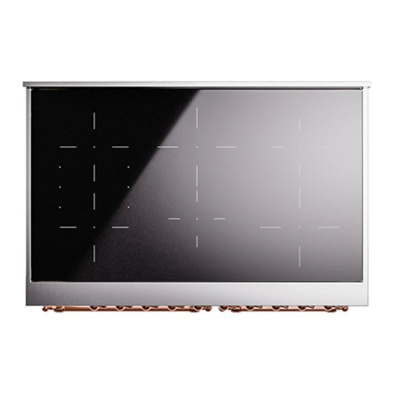 ILVE Nostalgie II Noblesse 40" Induction Freestanding Range in Antique White with Copper Trim, UNDI406QNMPAWP