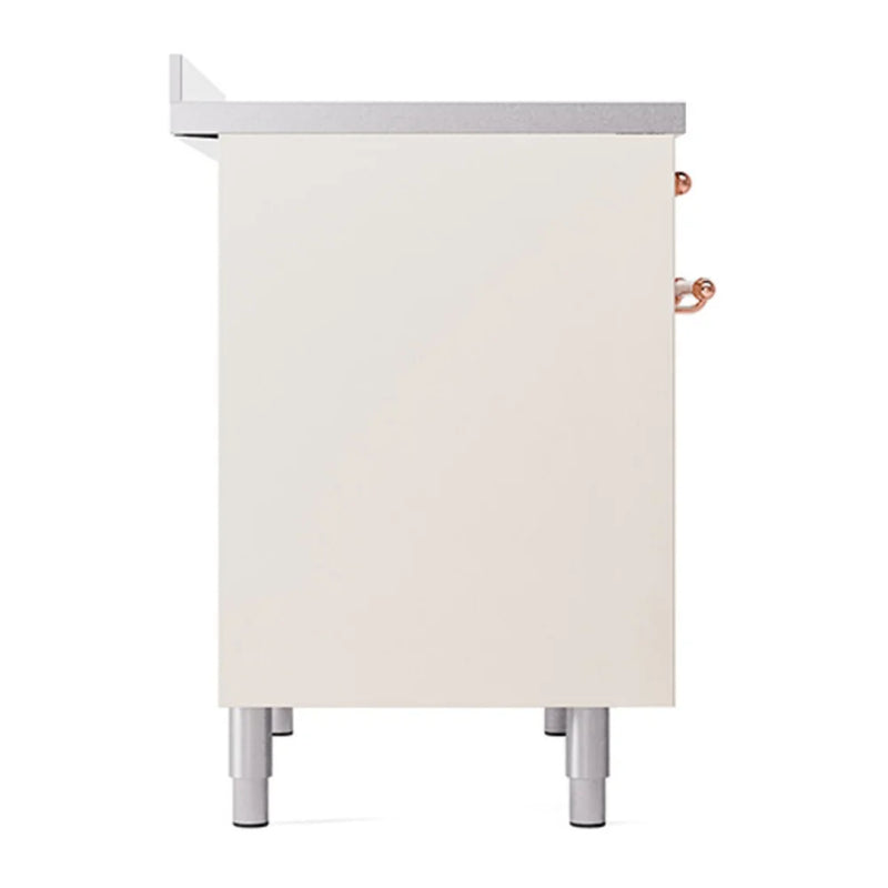 ILVE Nostalgie II Noblesse 40" Induction Freestanding Range in Antique White with Copper Trim, UNDI406QNMPAWP