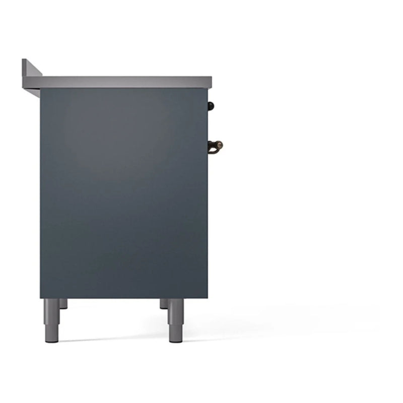 ILVE Nostalgie II Noblesse 40" Induction Freestanding Range in Blue Grey with Burnished Trim, UNDI406QNMPBGB