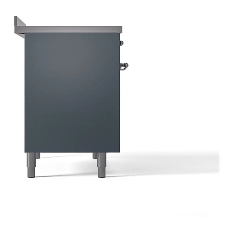 ILVE Nostalgie II Noblesse 40" Induction Freestanding Range in Blue Grey with Chrome Trim, UNDI406QNMPBGC