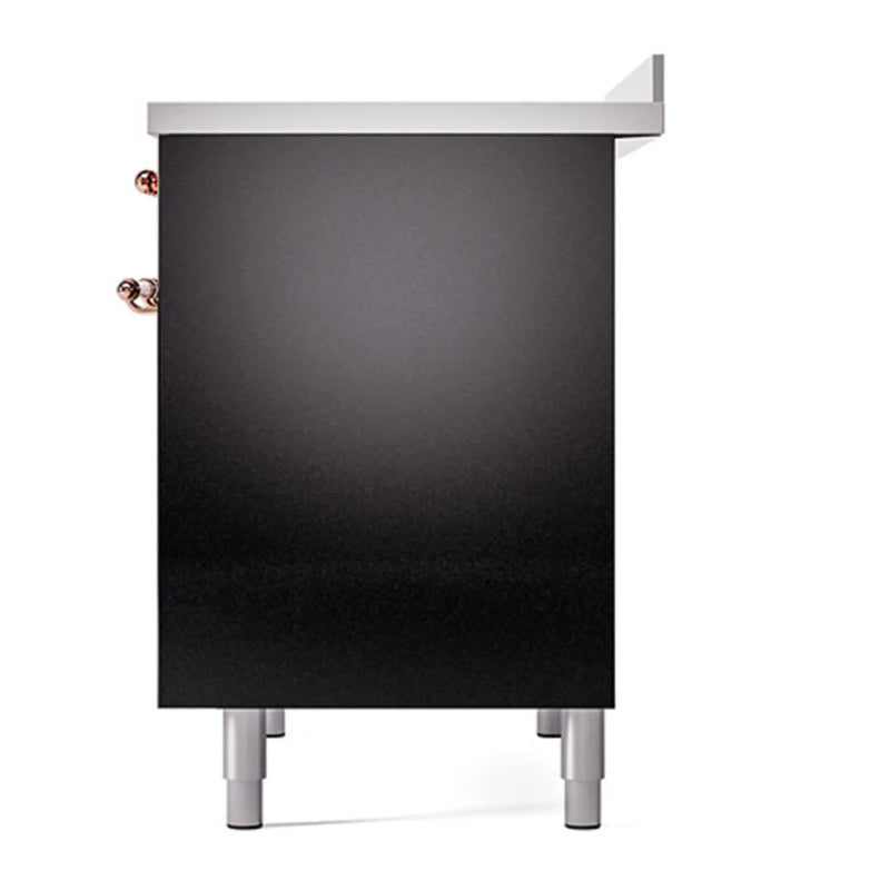 ILVE Nostalgie II Noblesse 40" Induction Freestanding Range in Glossy Black with Copper Trim, UNDI406QNMPBKP