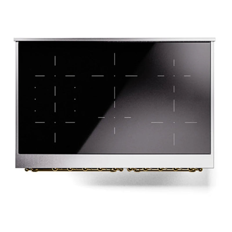 ILVE Nostalgie II Noblesse 40" Induction Freestanding Range in Midnight Blue with Brass Trim, UNDI406QNMPMBG