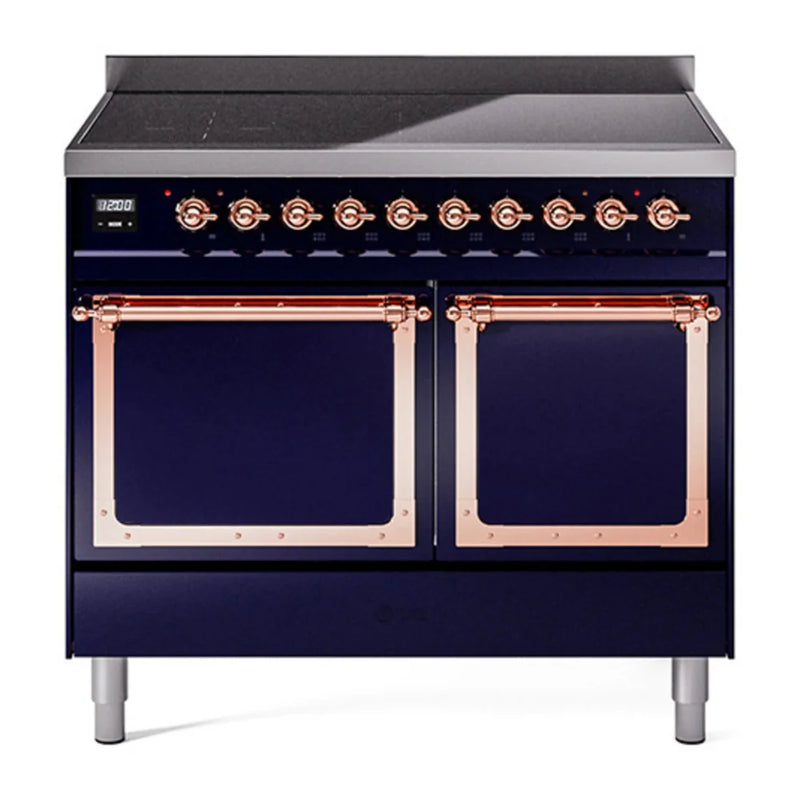ILVE Nostalgie II Noblesse 40" Induction Freestanding Range in Midnight Blue with Copper Trim, UNDI406QNMPMBP