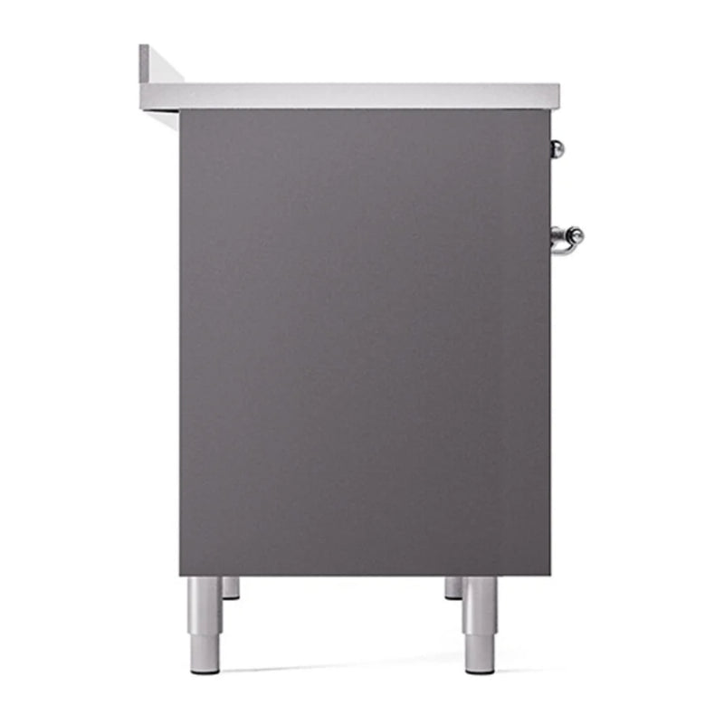 ILVE Nostalgie II Noblesse 40" Induction Freestanding Range in Graphite Matte with Chrome Trim, UNDI406QNMPMGC