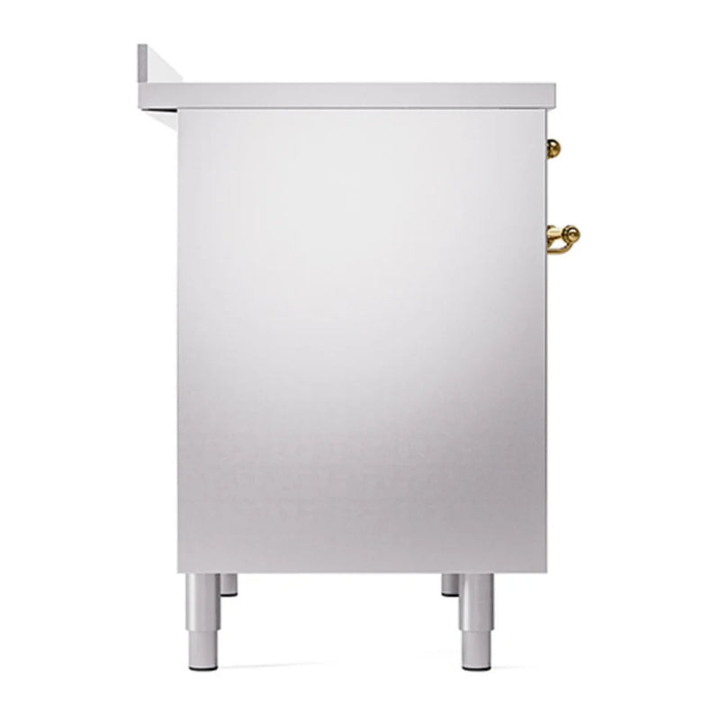 ILVE Nostalgie II Noblesse 40" Induction Freestanding Range in Stainless Steel with Brass Trim, UNDI406QNMPSSG