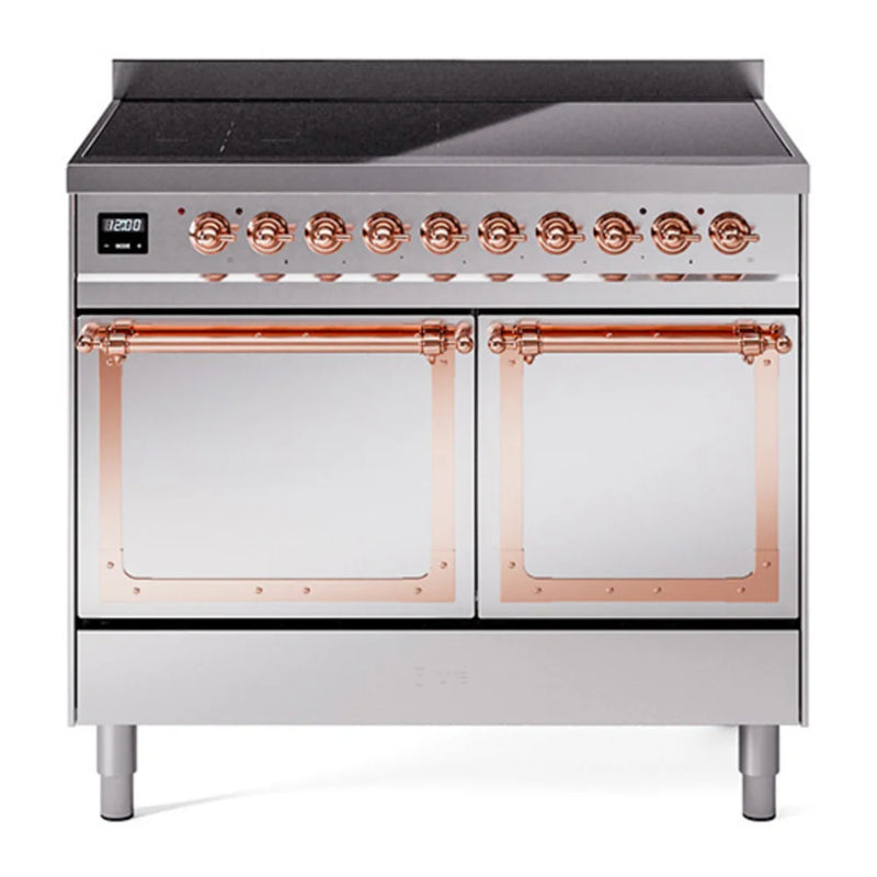 ILVE Nostalgie II Noblesse 40" Induction Freestanding Range in Stainless Steel with Copper Trim, UNDI406QNMPSSP