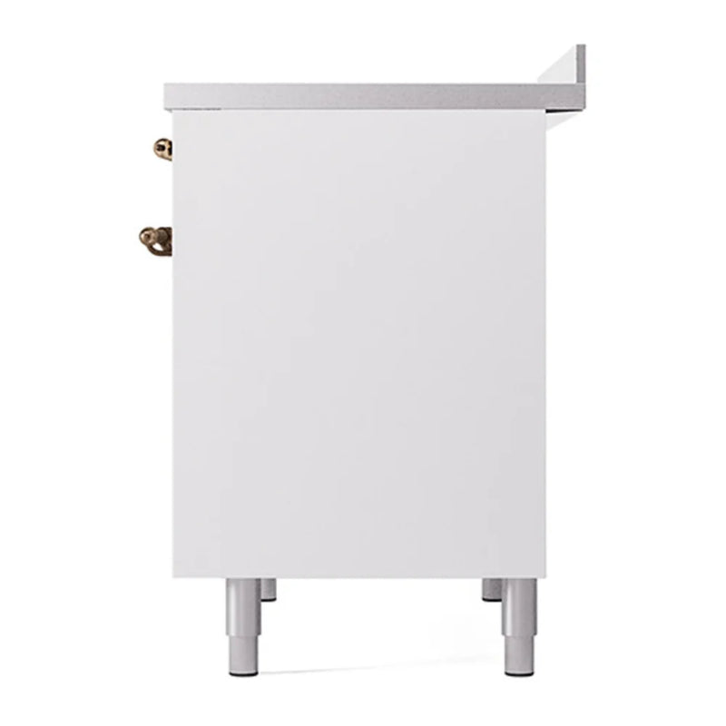 ILVE Nostalgie II Noblesse 40" Electric Freestanding Range in White with Burnished Trim, UNDI406QNMPWHB