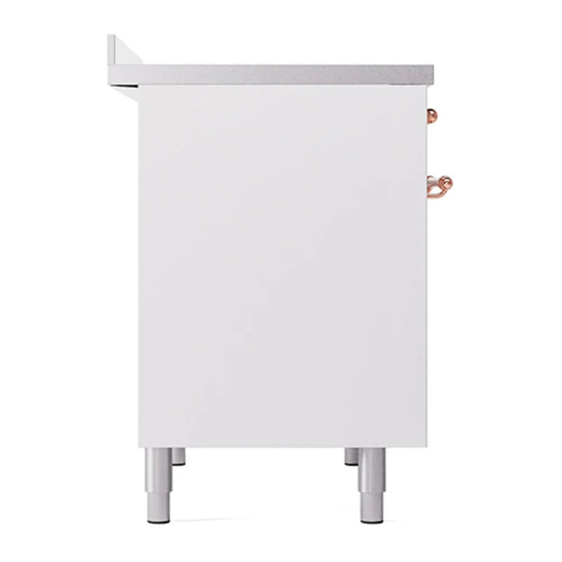 ILVE Nostalgie II Noblesse 40" Electric Freestanding Range in White with Copper Trim, UNDI406QNMPWHP