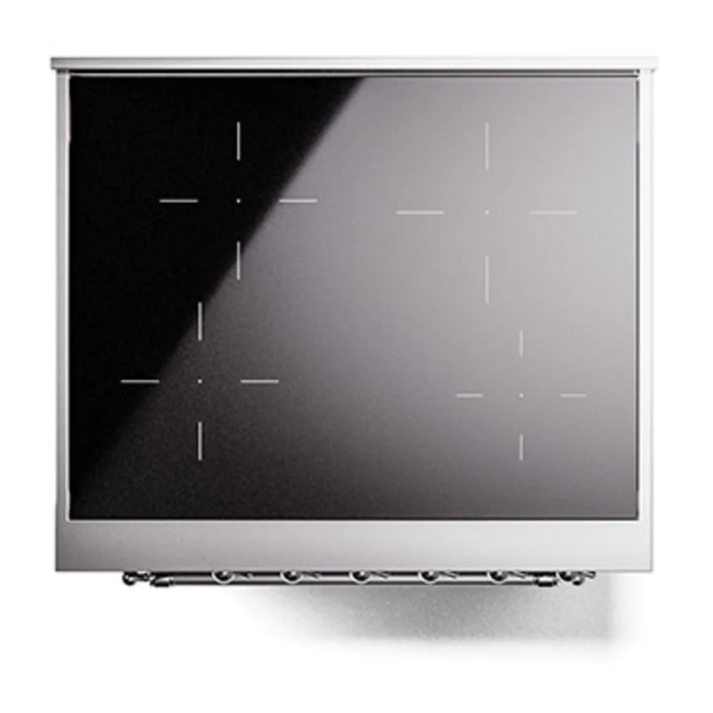 ILVE Nostalgie II Noblesse 30" Induction Freestanding Range in Blue Grey with Chrome Trim, UNI304NMPBGC