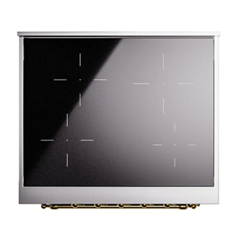 ILVE Nostalgie II Noblesse 30" Induction Freestanding Range in Blue Grey with Brass Trim, UNI304NMPBGG