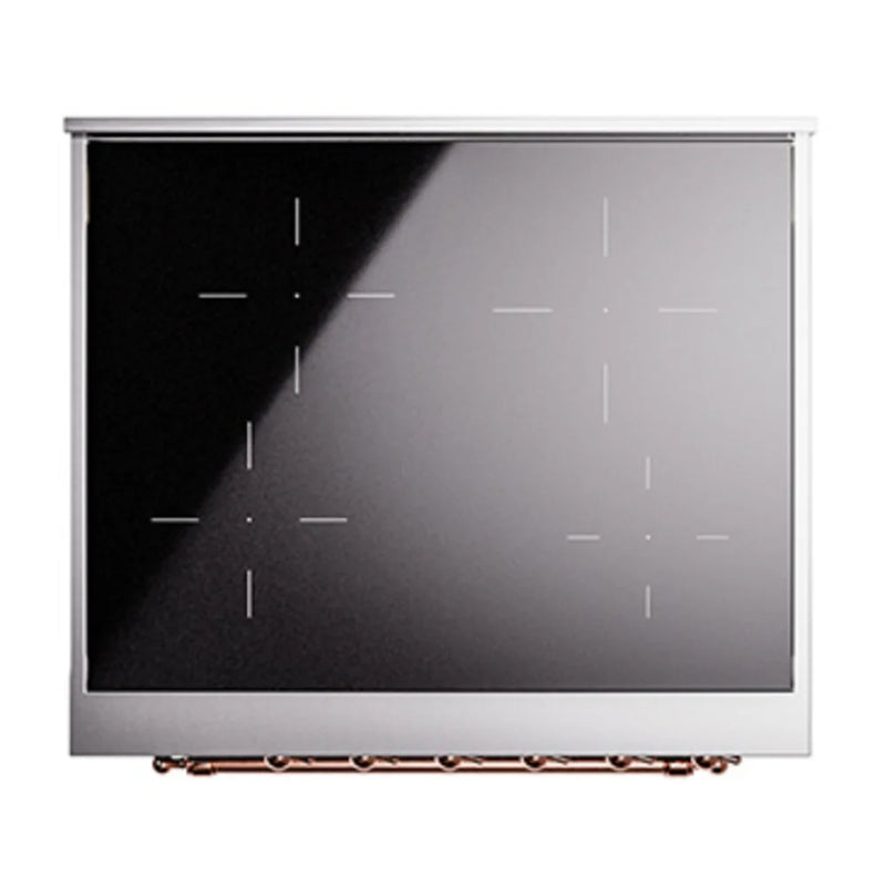 ILVE Nostalgie II Noblesse 30" Induction Freestanding Range in Blue Grey with Copper Trim, UNI304NMPBGP