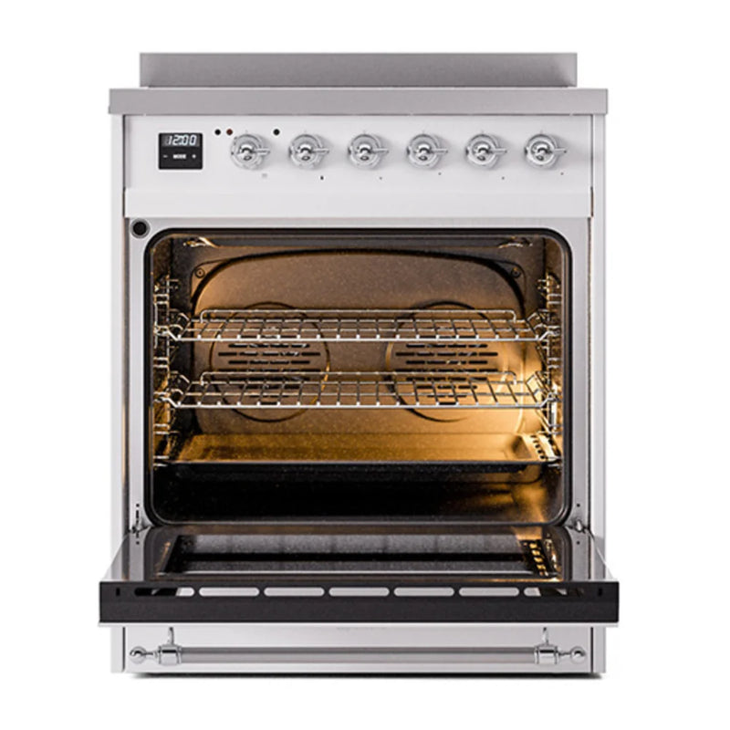 ILVE Nostalgie II Noblesse 30" Induction Freestanding Range in RAL Color with Chrome Trim, UNI304NMPRAC