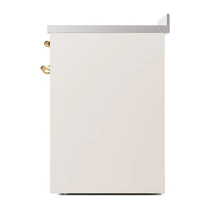 ILVE Nostalgie II Noblesse 30" Electric Freestanding Range in Antique White with Brass Trim, UNI304QNMPAWG
