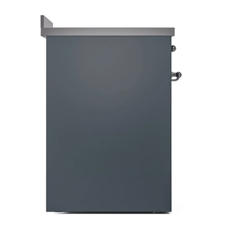 ILVE Nostalgie II Noblesse 30" Induction Freestanding Range in Blue Grey with Chrome Trim, UNI304QNMPBGC